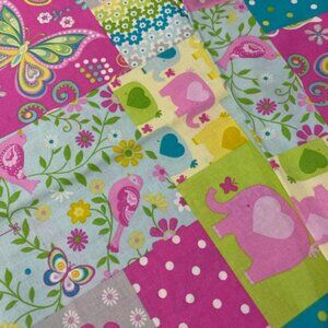 FABRIC TRADITIONS Cotton Fabric BTY Pastel Patchwork Look Nursery Baby OOP HTF